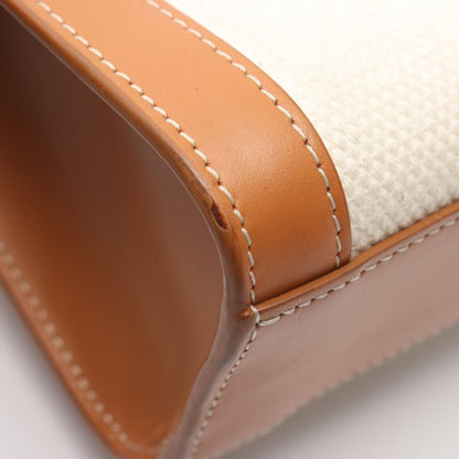 Celine Tote Small Vertical Cover Triomphe 2-Way Ivory Light Brown Canvas Leather — view 7
