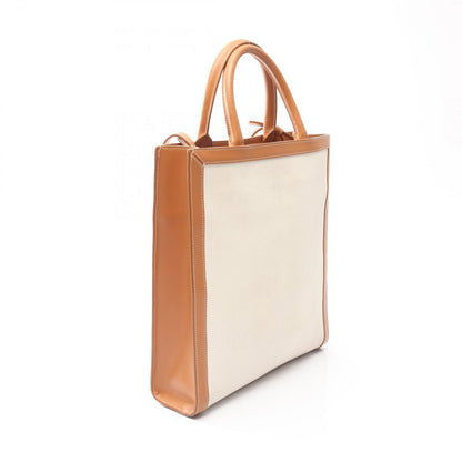 Celine Tote Small Vertical Cover Triomphe 2-Way Ivory Light Brown Canvas Leather — view 2
