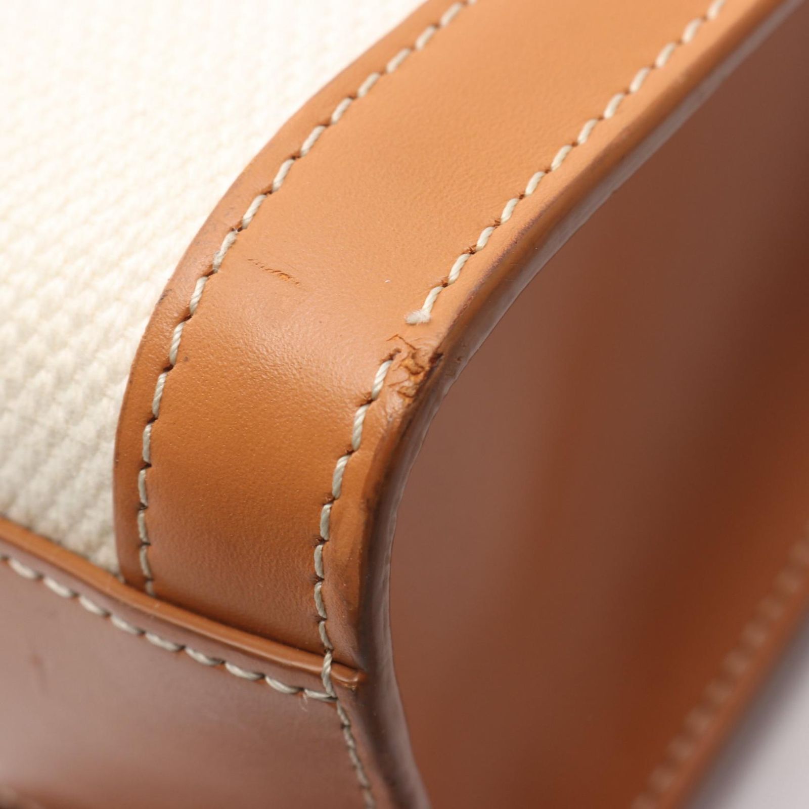 Celine Tote Small Vertical Cover Triomphe 2-Way Ivory Light Brown Canvas Leather — view 8