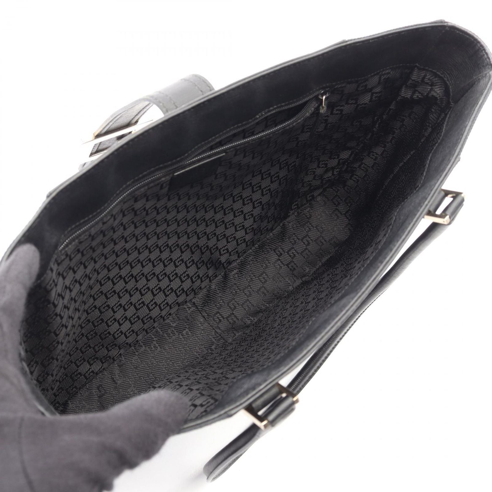 Gucci Tote Logo 002 Black Canvas Leather — view 3