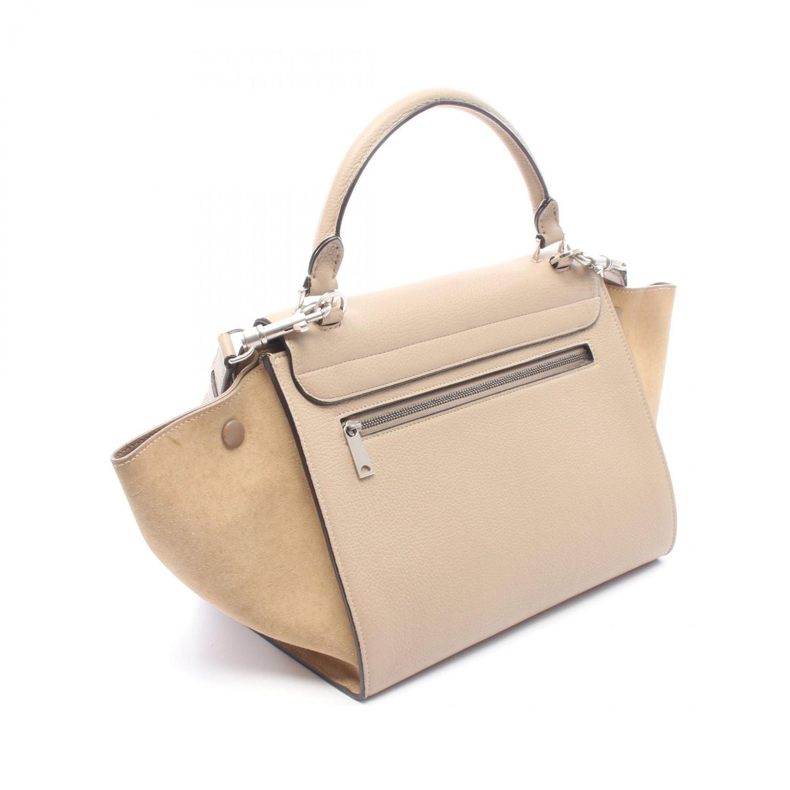 Celine Handbag Trapeze Small 2-Way Beige Leather Suede — view 2