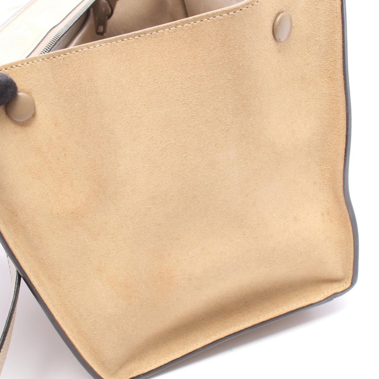 Celine Handbag Trapeze Small 2-Way Beige Leather Suede — view 8