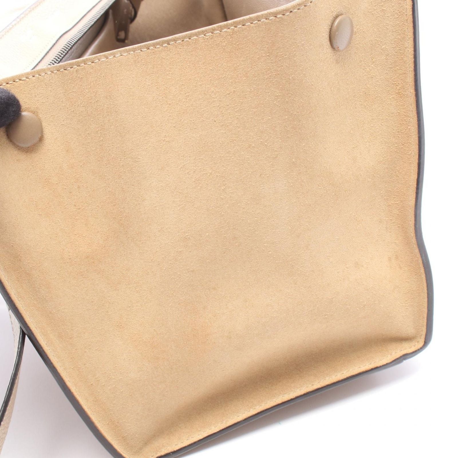 Celine Handbag Trapeze Small 2-Way Beige Leather Suede — view 8