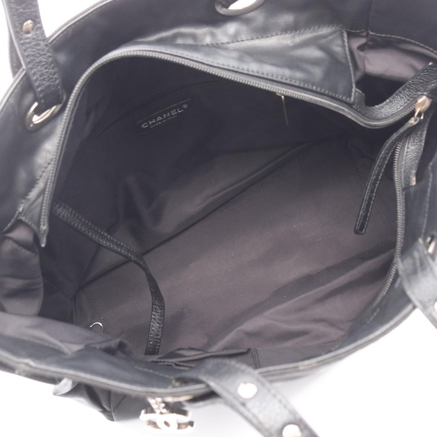 Chanel Tote Paris Biarritz GM Black Canvas Leather GM — view 3