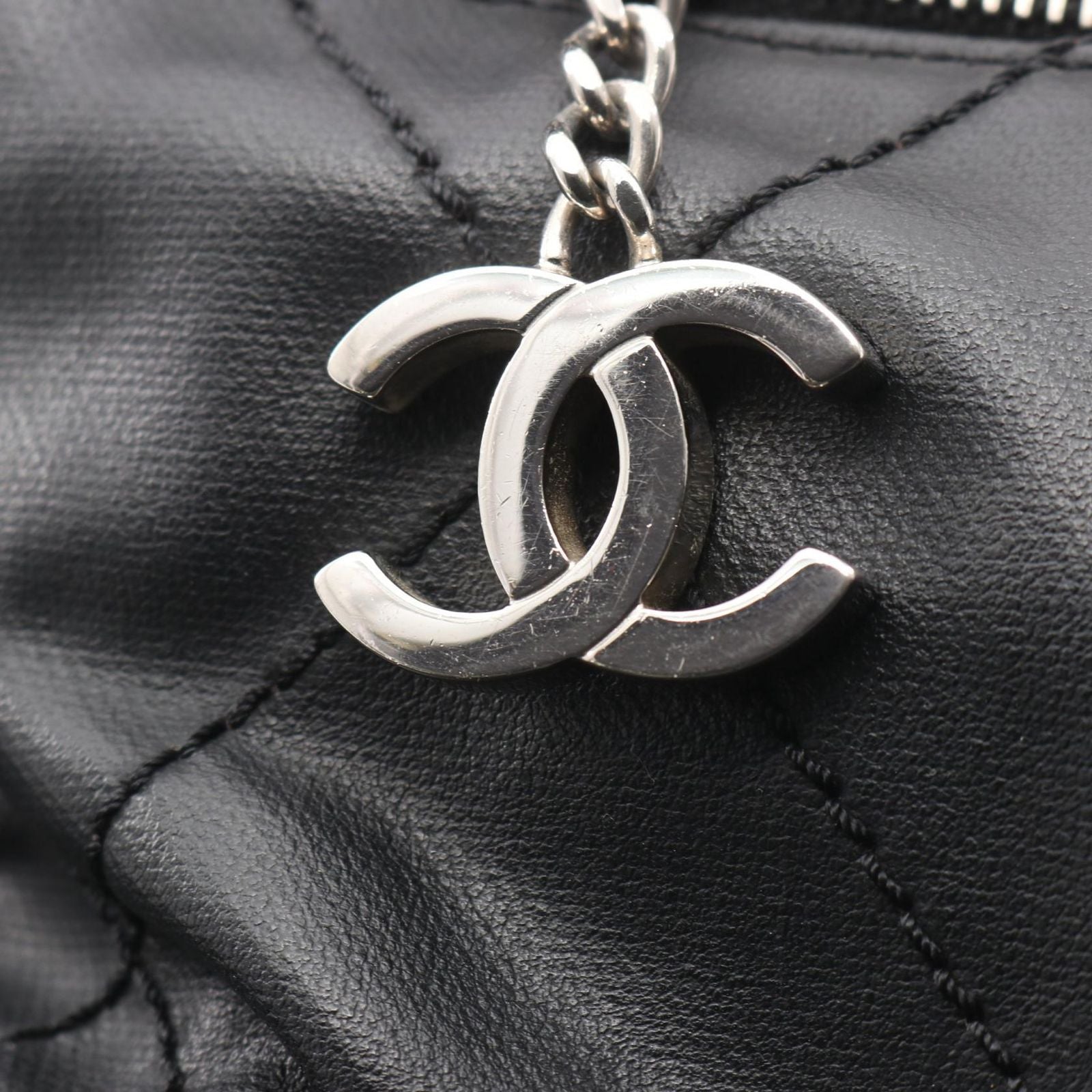 Chanel Tote Paris Biarritz GM Black Canvas Leather GM — view 7