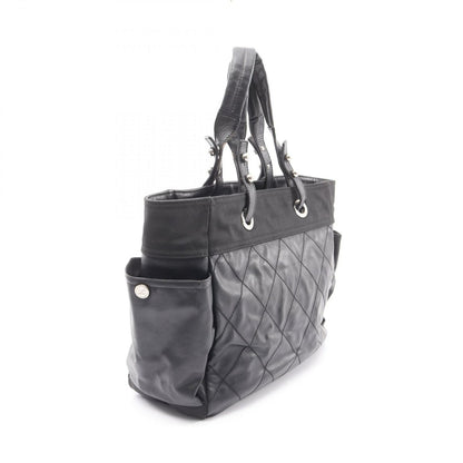 Chanel Tote Paris Biarritz GM Black Canvas Leather GM — view 2