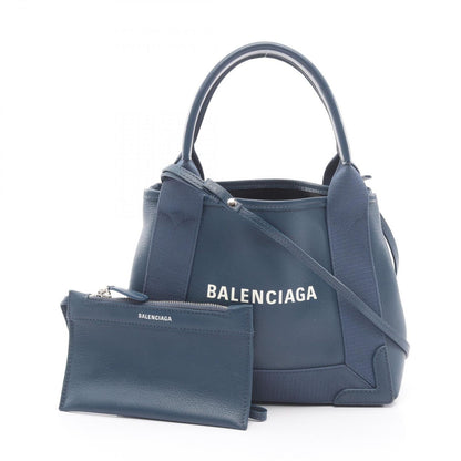 Balenciaga Handbag Navy Cabas XS 2-Way Leather Canvas