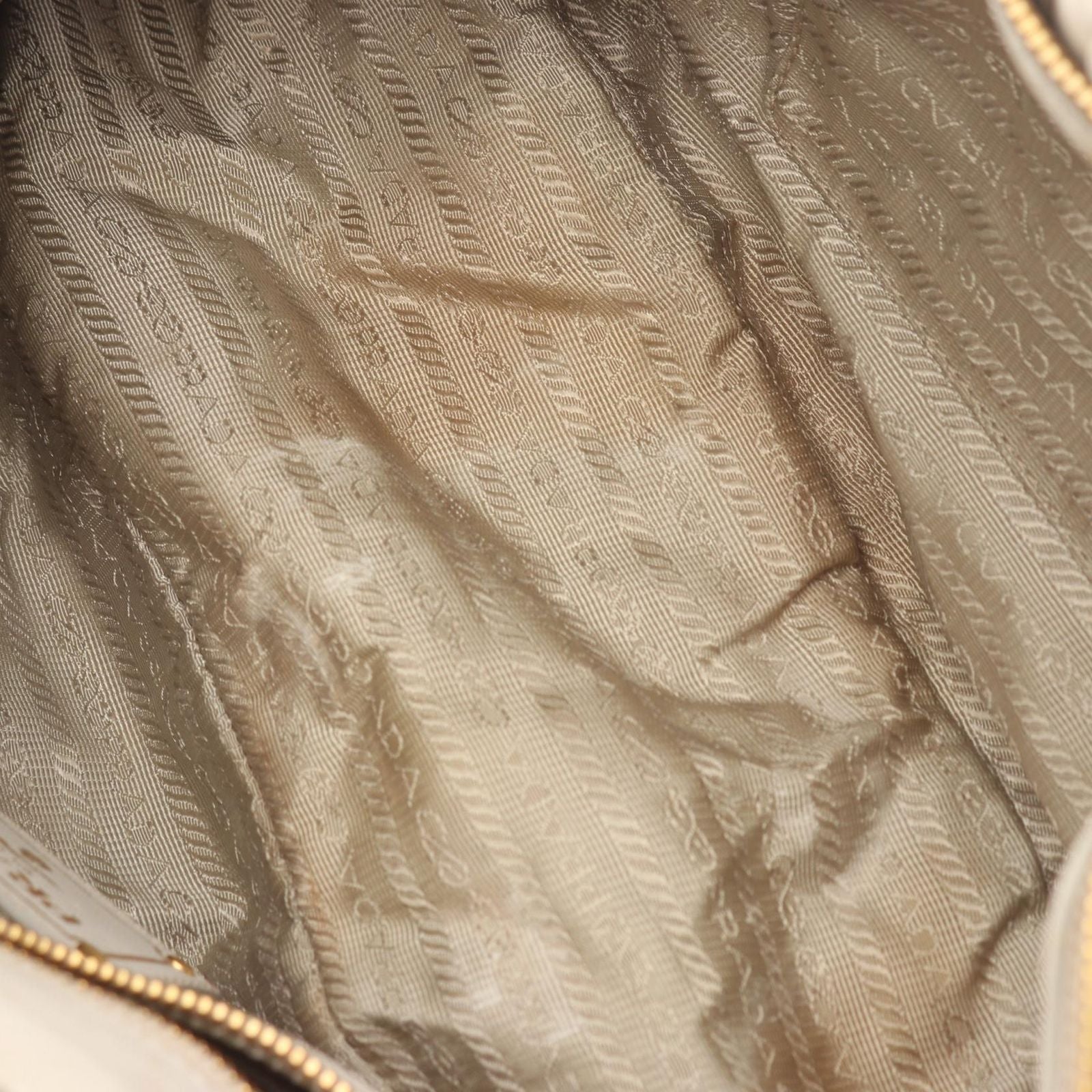 Prada Handbag Nappa Gaufre' 2-Way Gather Light Gray Leather Hand — view 5