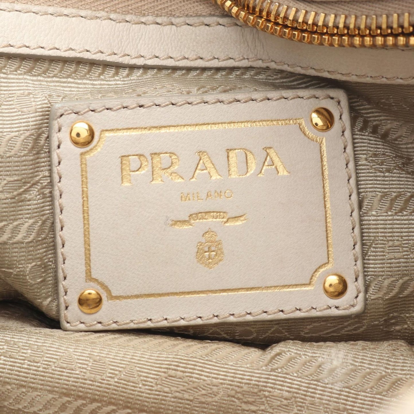 Prada Handbag Nappa Gaufre' 2-Way Gather Light Gray Leather Hand — view 4