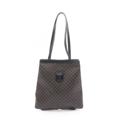 Celine Tote Macadam Black Brown Canvas Leather