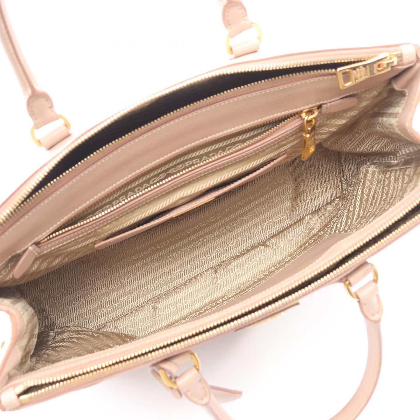 Prada Handbag Galleria Pink Beige Saffiano Leather 2-Way — view 3
