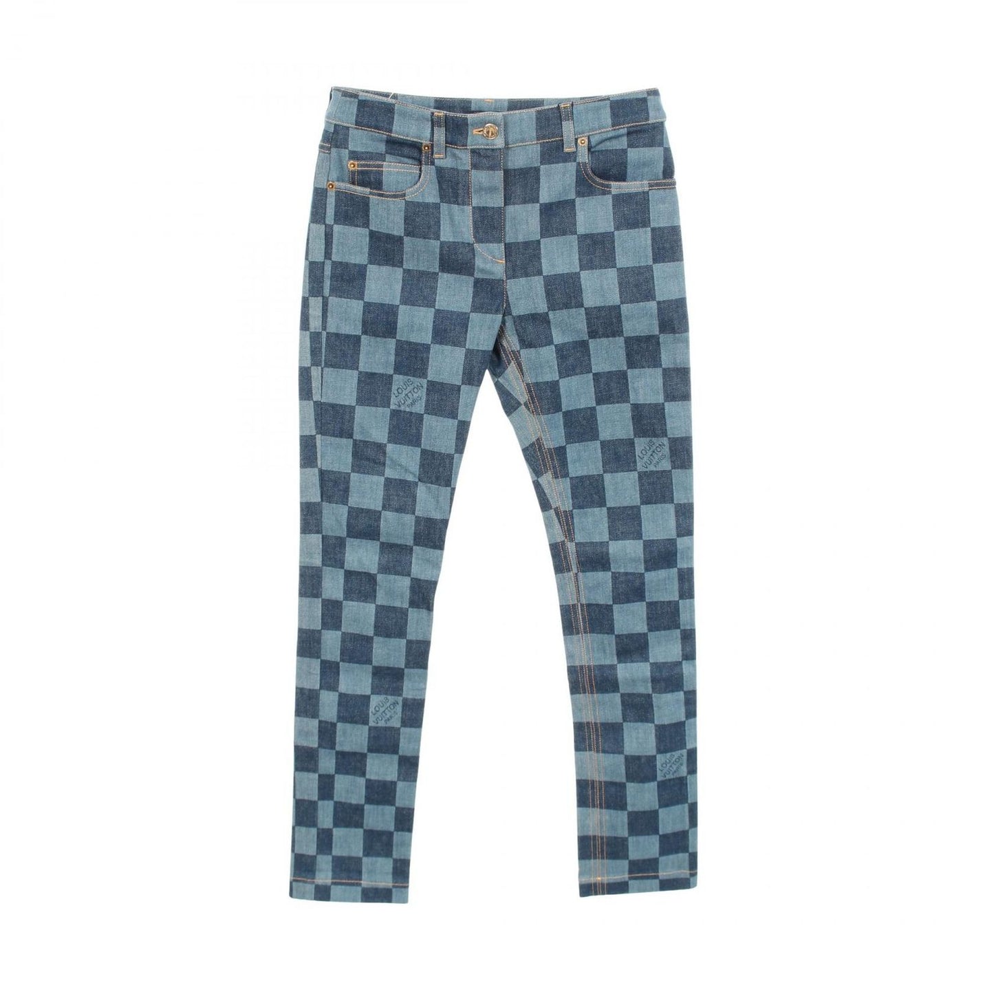 Louis Vuitton Denim Pants Damier Cotton