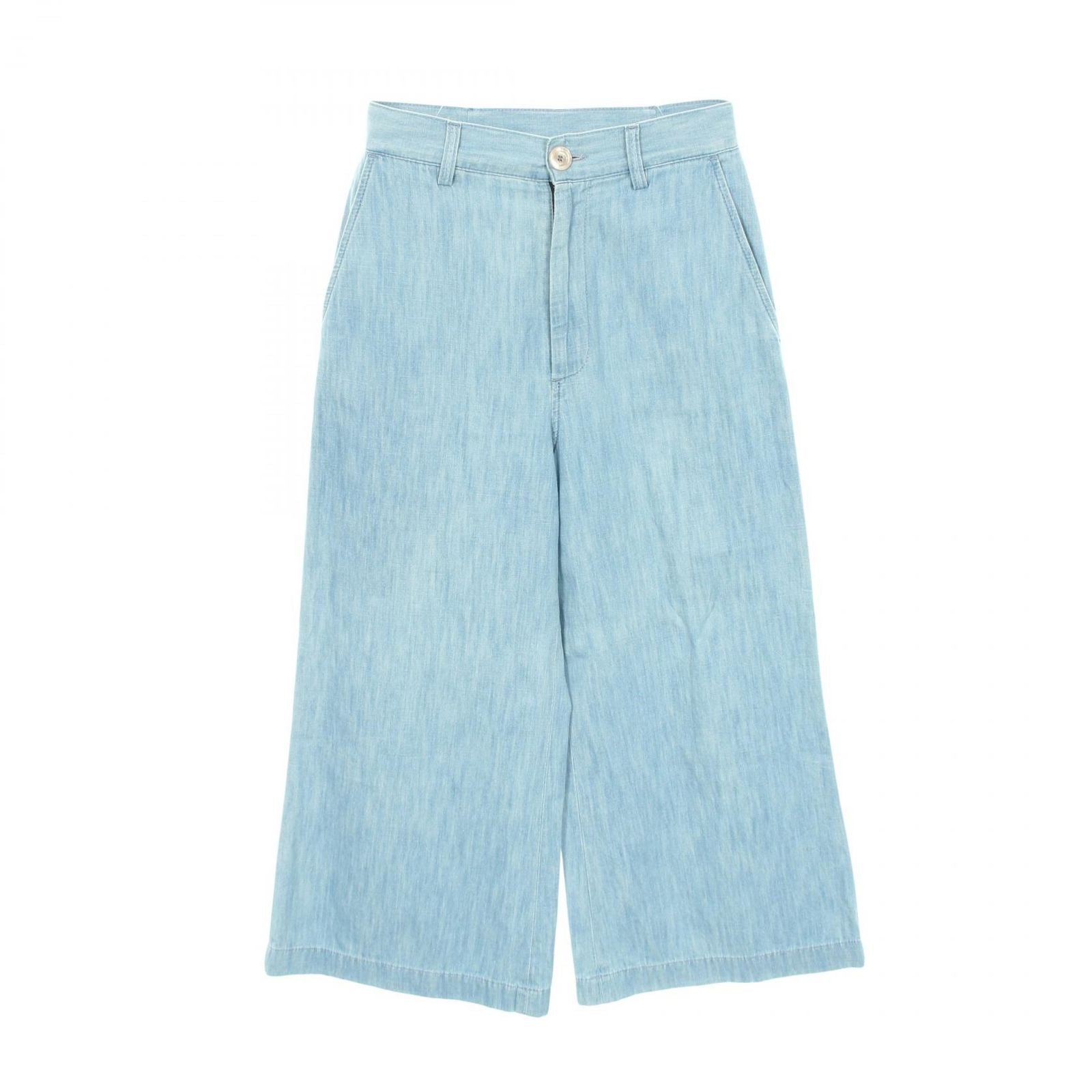 Gucci Denim Pants Logo Embroidery Wide Cotton