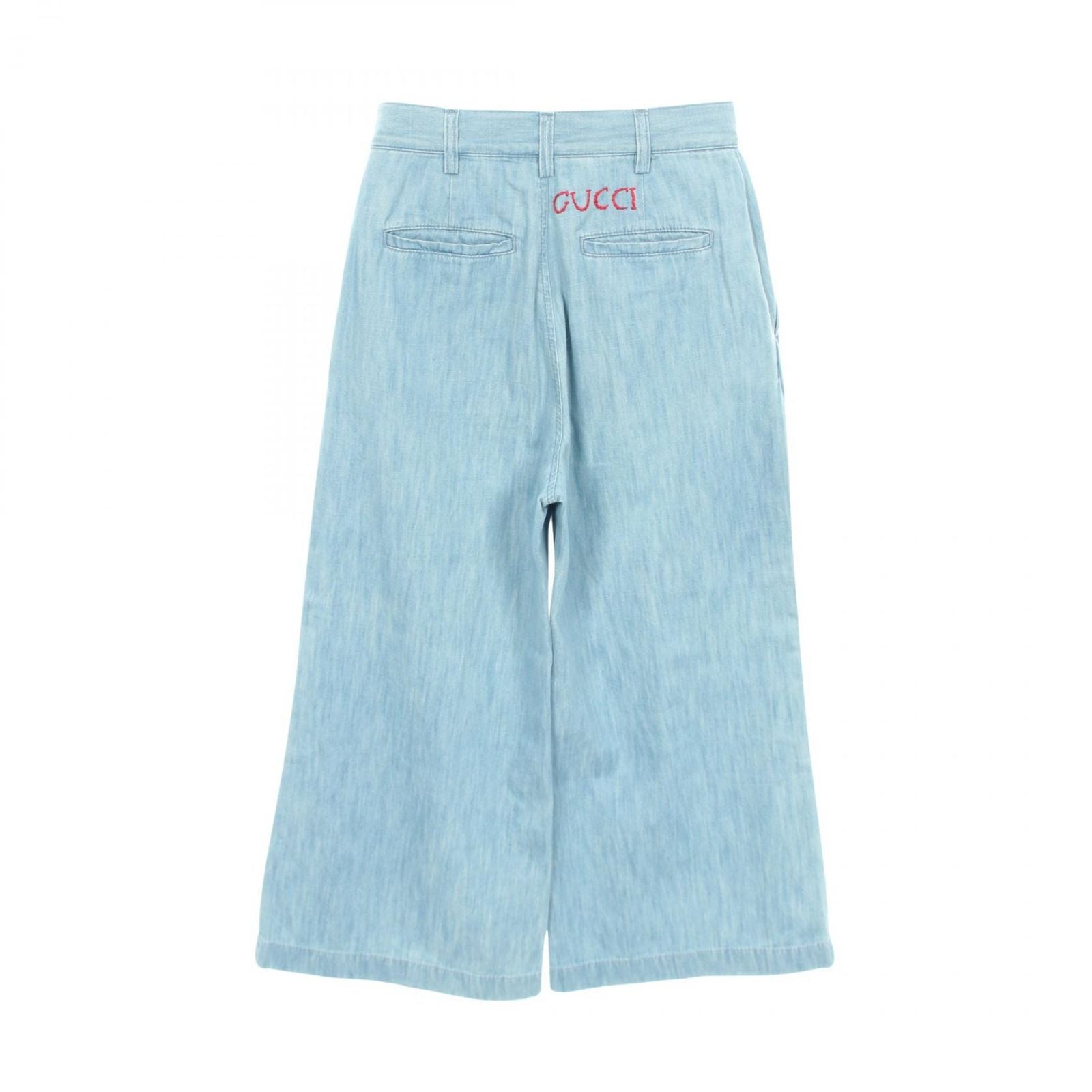 Gucci Denim Pants Logo Embroidery Wide Cotton — view 2