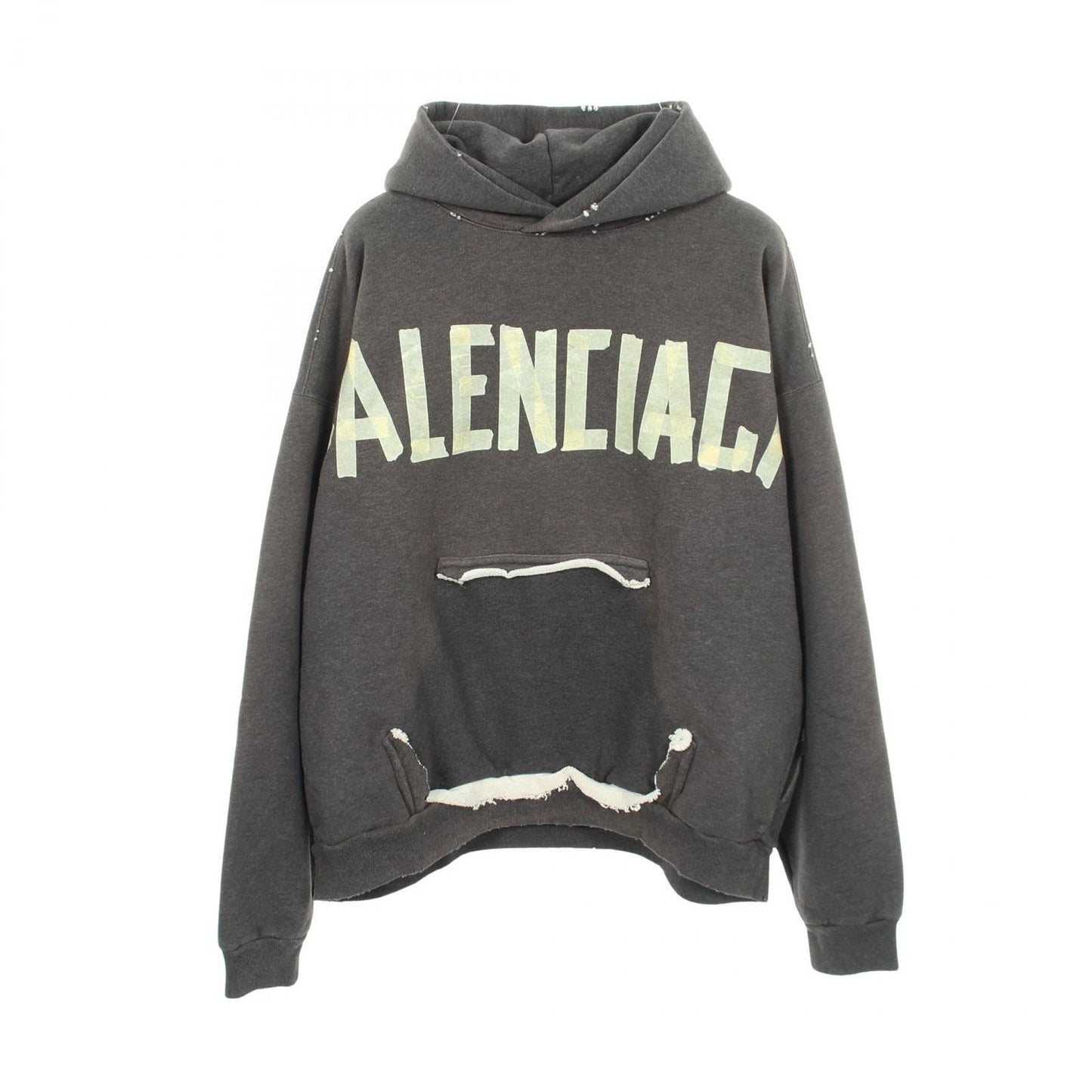 Balenciaga Hoodie Tape Type Ripped Pocket Distressed Cotton