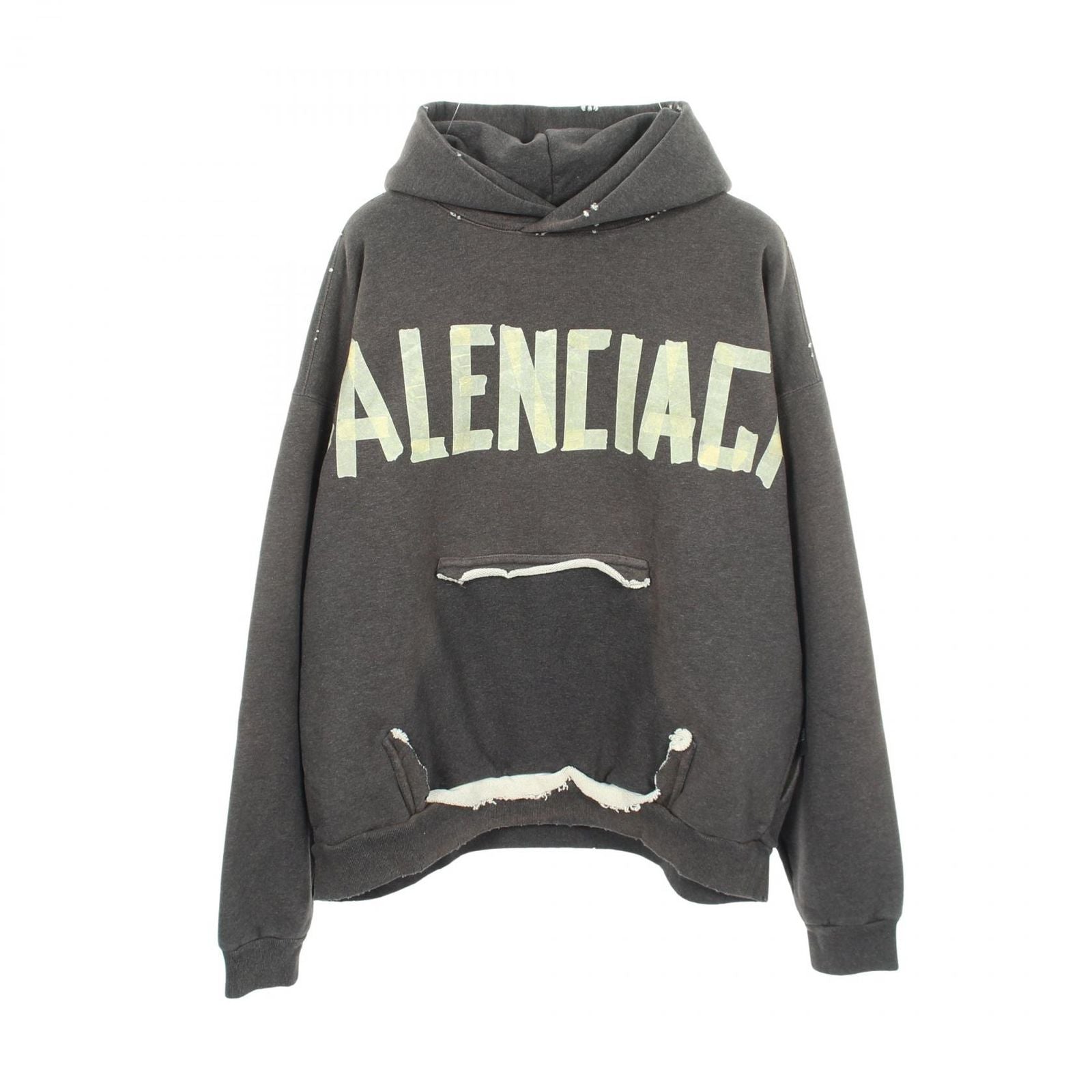 Balenciaga Hoodie Tape Type Ripped Pocket Distressed Cotton