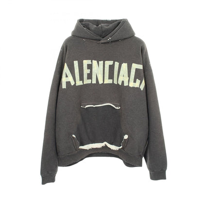 Balenciaga Hoodie Tape Type Ripped Pocket Distressed Cotton
