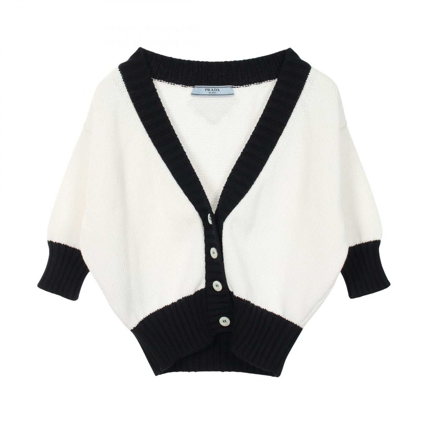 Prada Cardigan V-neck Cropped Cotton