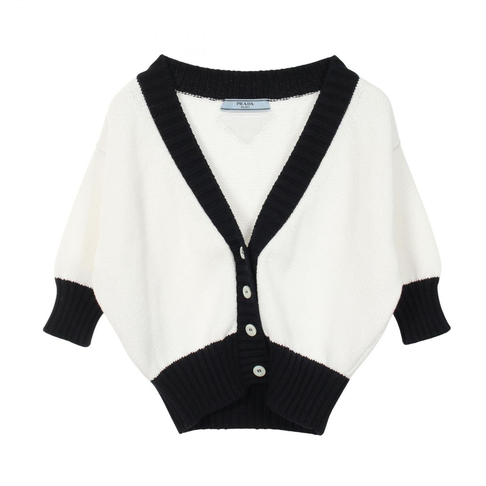 Prada Cardigan V-neck Cropped Cotton