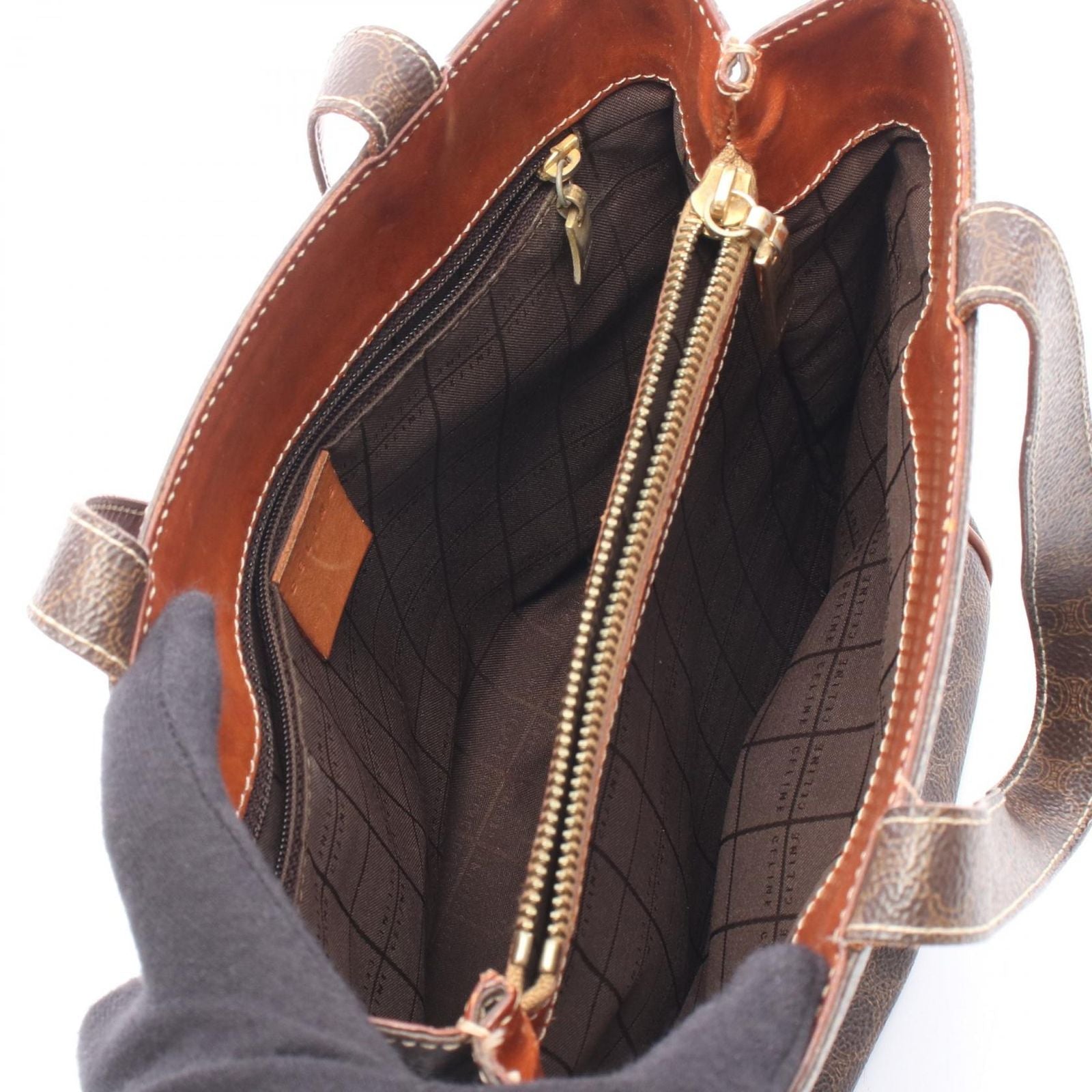 Celine Tote Macadam Mini Dark Brown Canvas Leather — view 3