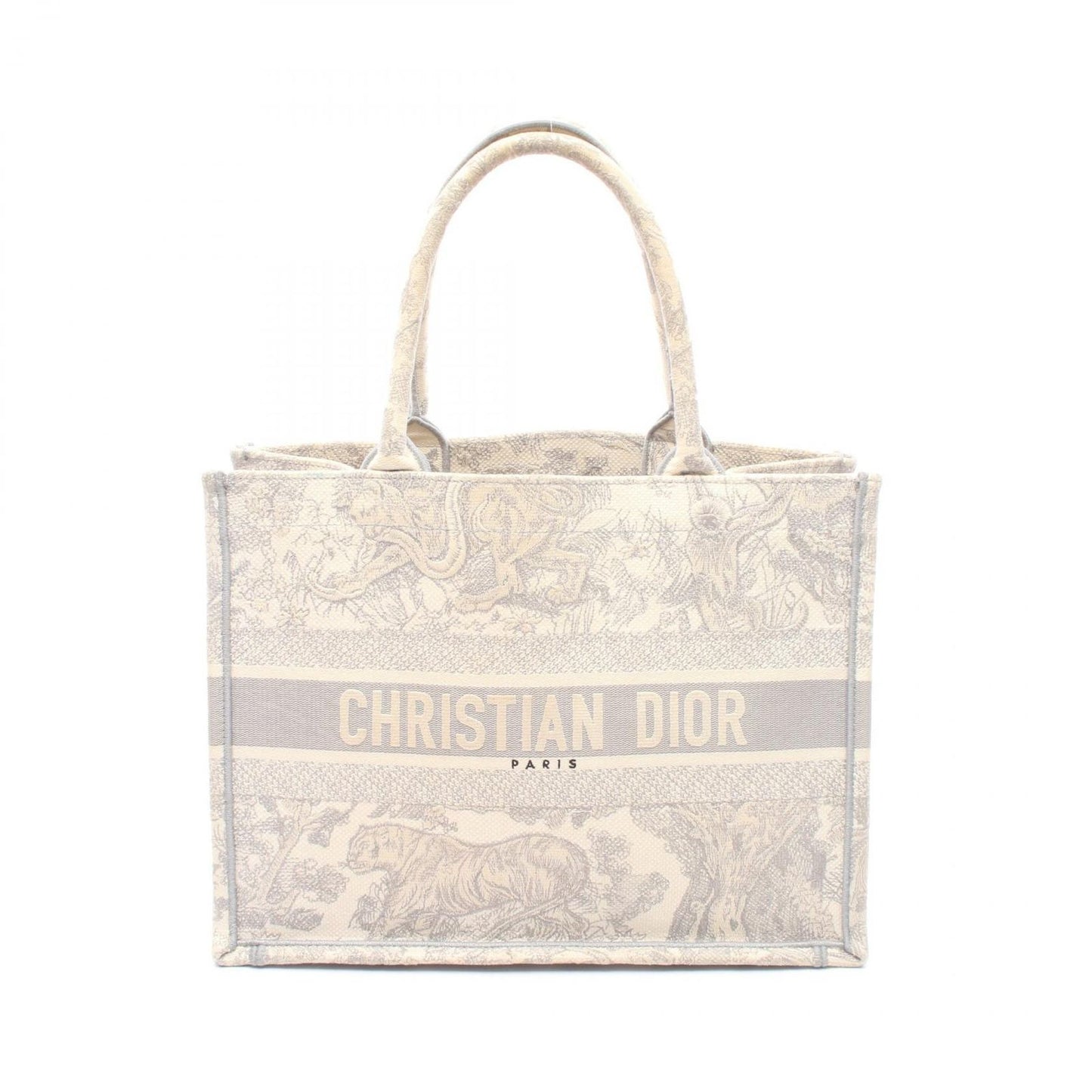 Dior Tote Book Gray White Canvas