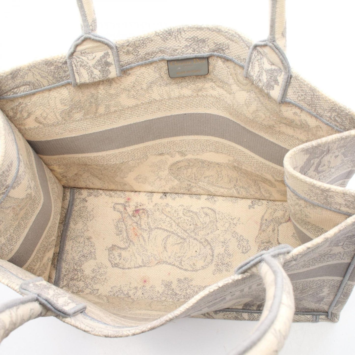 Dior Tote Book Gray White Canvas — view 3