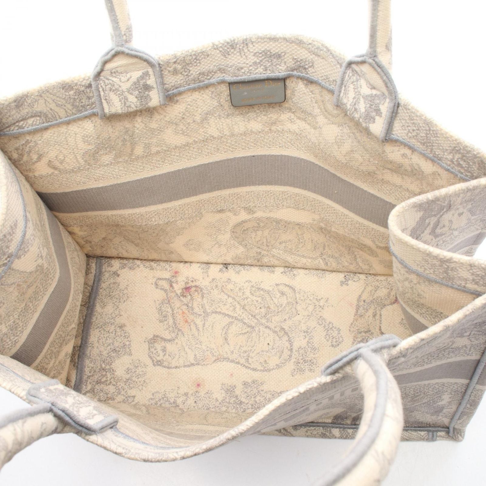 Dior Tote Book Gray White Canvas — view 3