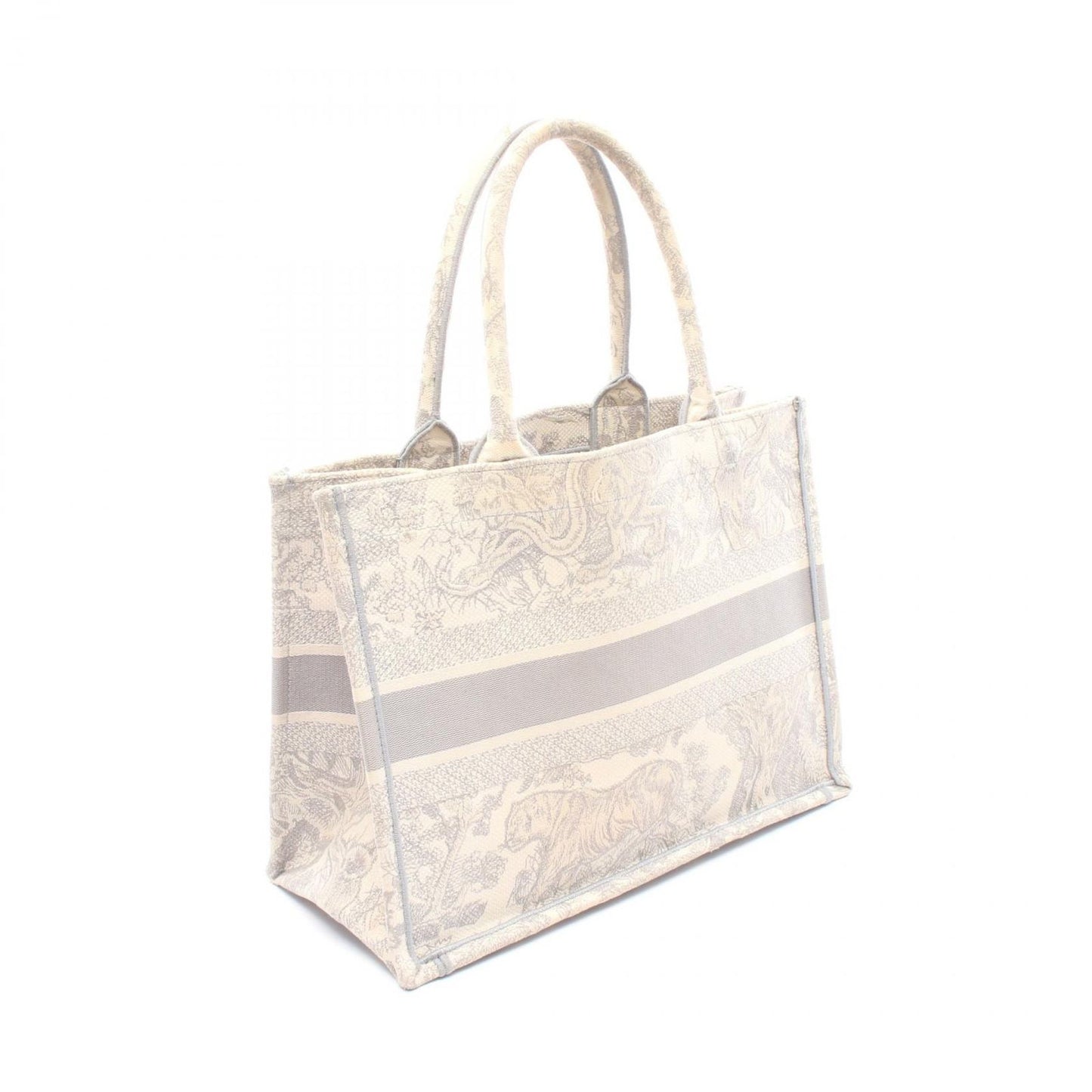 Dior Tote Book Gray White Canvas — view 2