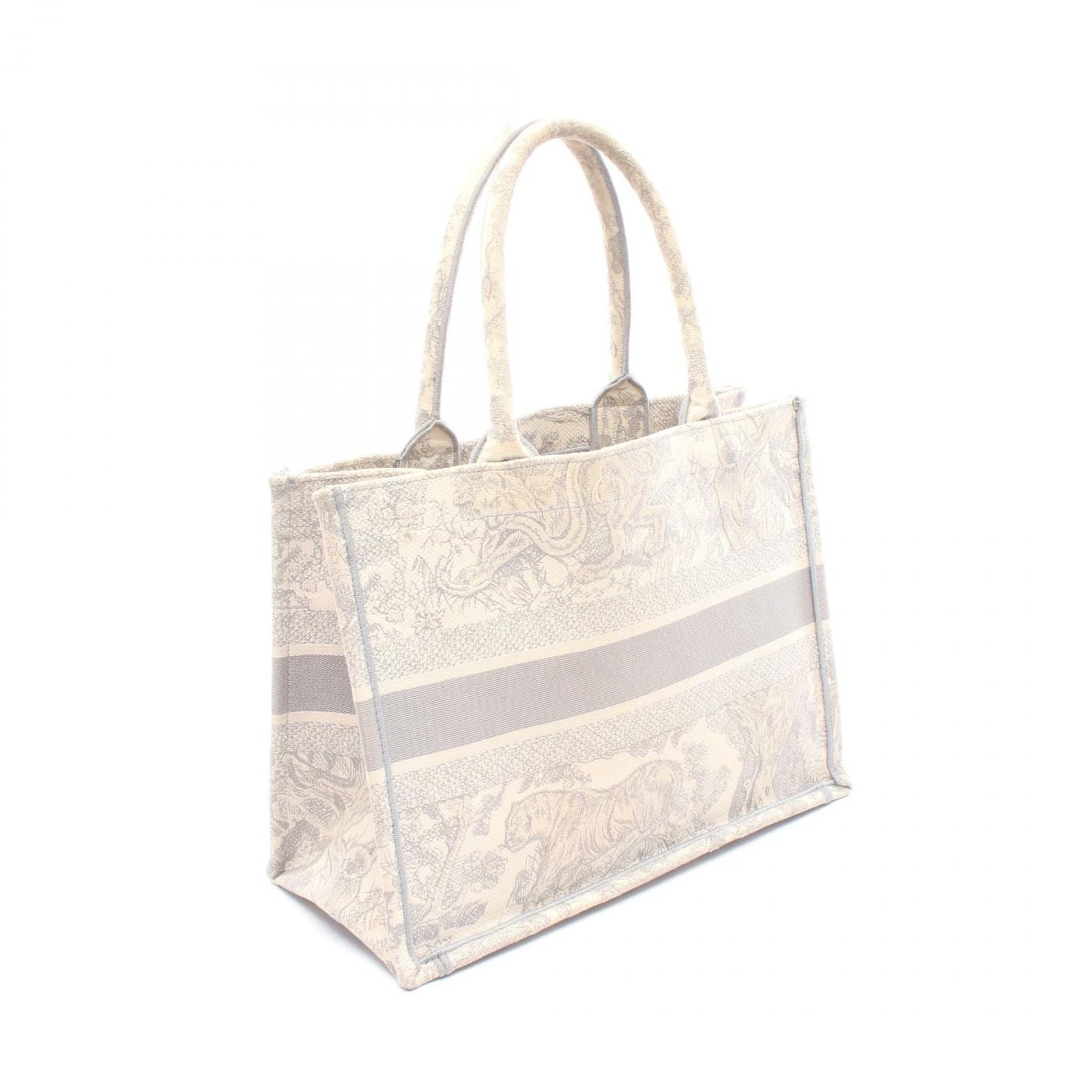 Dior Tote Book Gray White Canvas — view 2