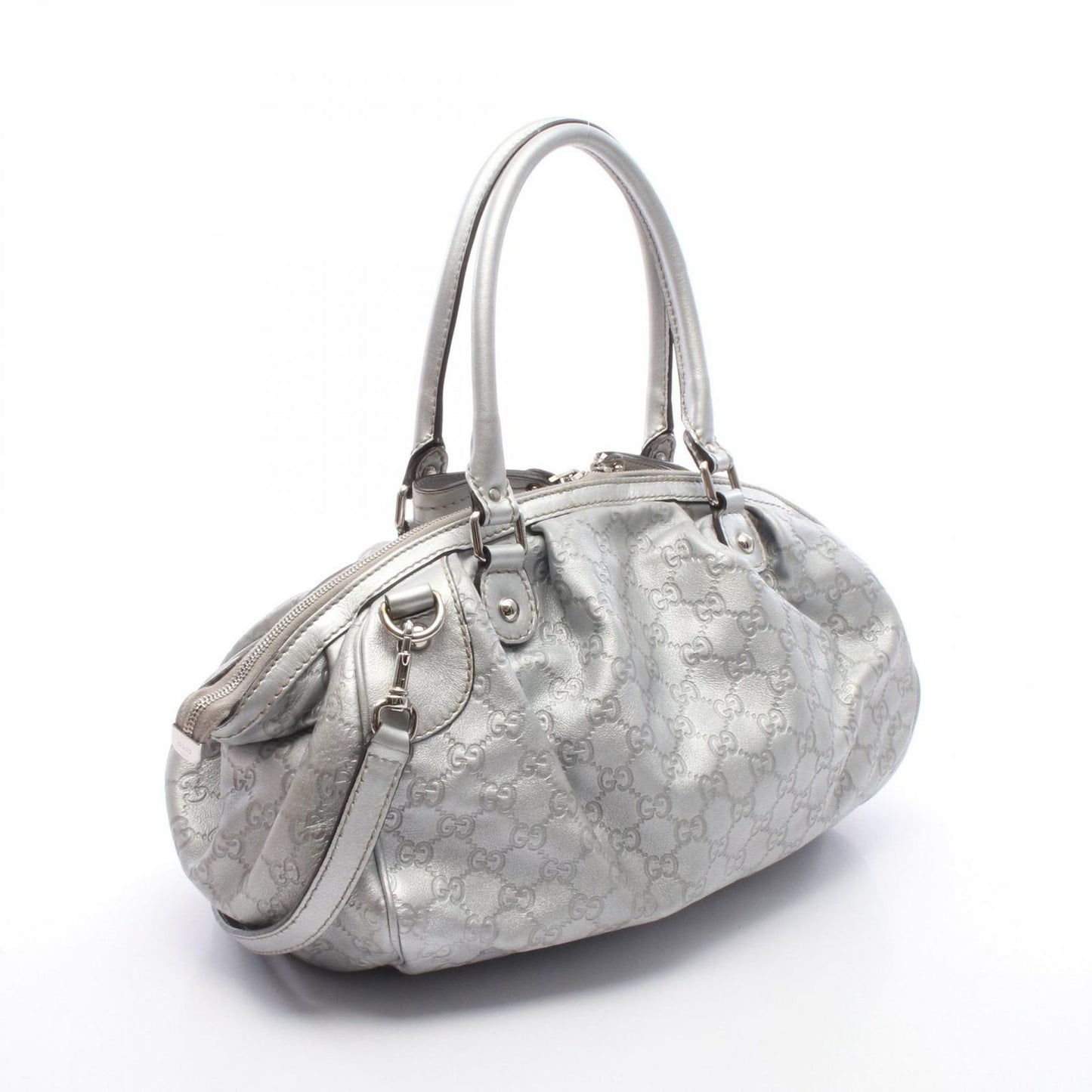 Gucci Handbag Ski Guccissima 2-Way Silver Leather Ski Shoulder — view 2