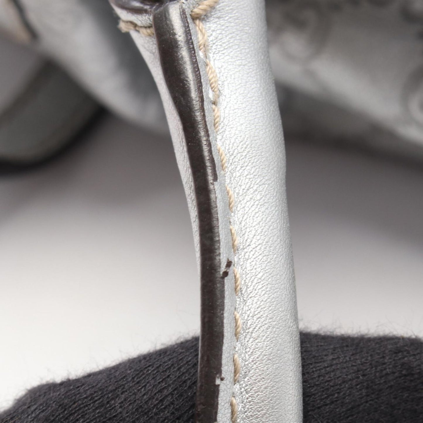Gucci Handbag Ski Guccissima 2-Way Silver Leather Ski Shoulder — view 5