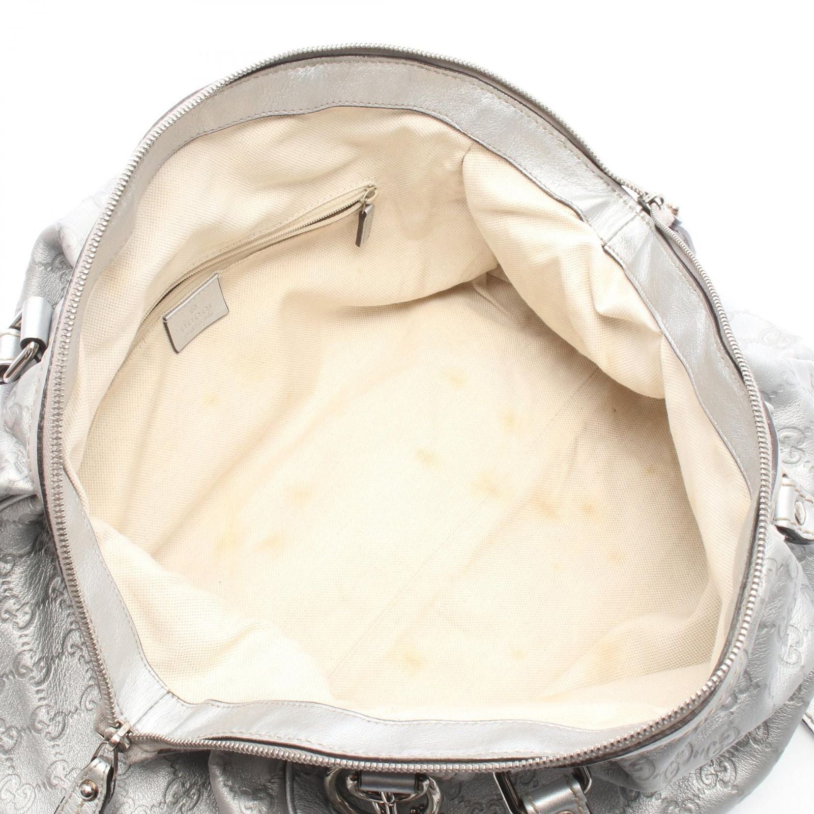 Gucci Handbag Ski Guccissima 2-Way Silver Leather Ski Shoulder — view 3