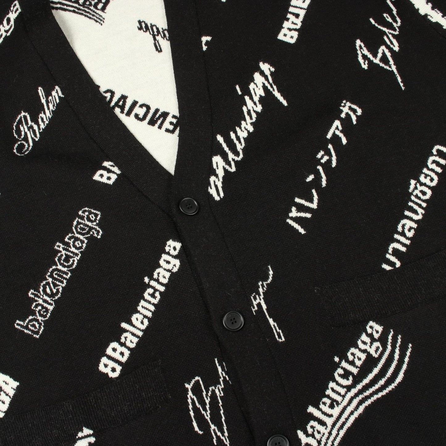 Balenciaga Cardigan Logo Allover Neck Knit Wool — view 6