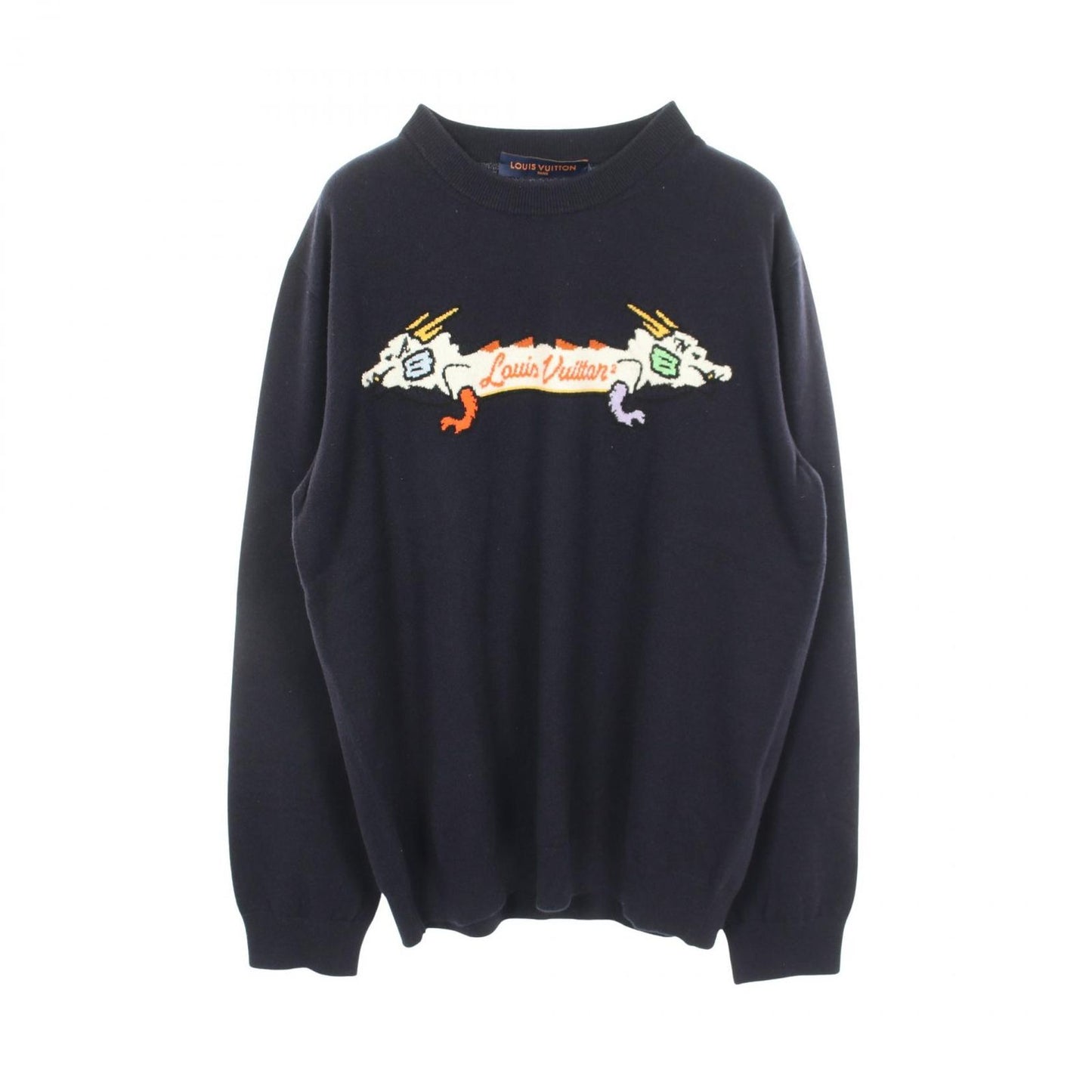 Louis Vuitton Knit Intarsia Jacquard Dragon Graphic Navy Cashmere Sweater