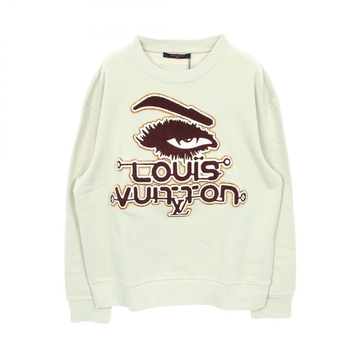 Louis Vuitton Sweatshirt Embroidered Crew Neck Light Green Cotton