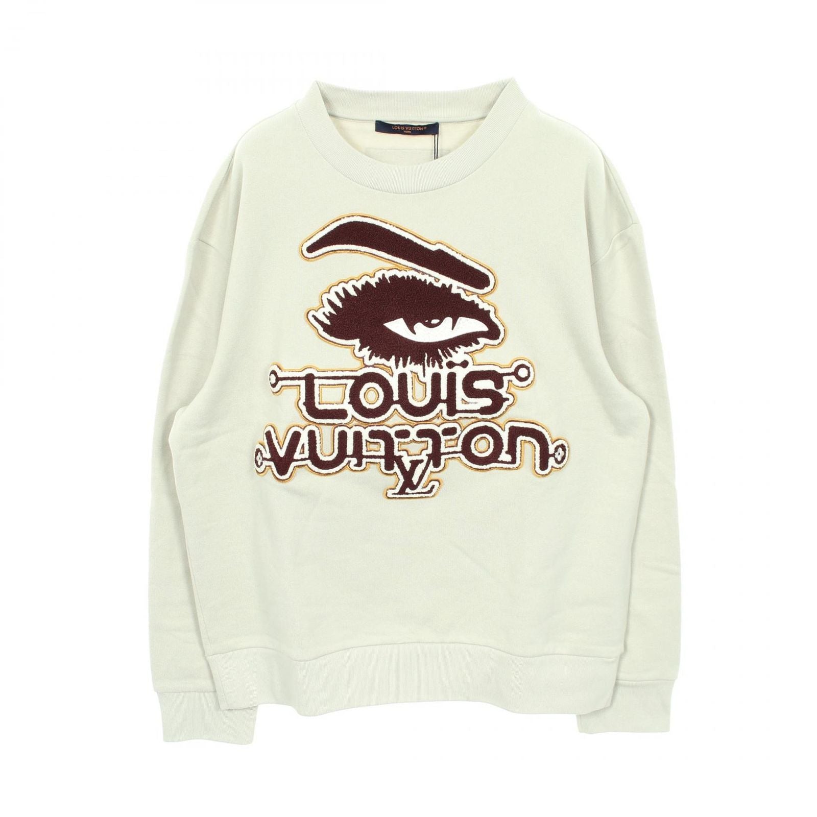 Louis Vuitton Sweatshirt Embroidered Crew Neck Light Green Cotton