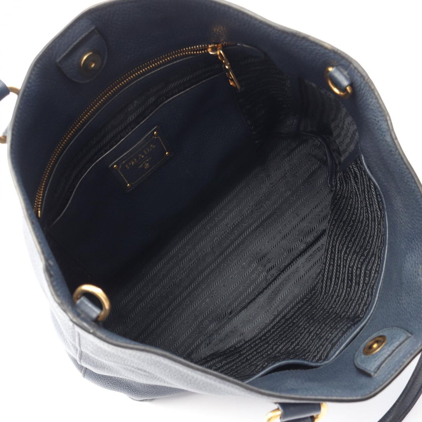 Prada Tote Vitello Phenix 2-Way Navy Leather — view 3