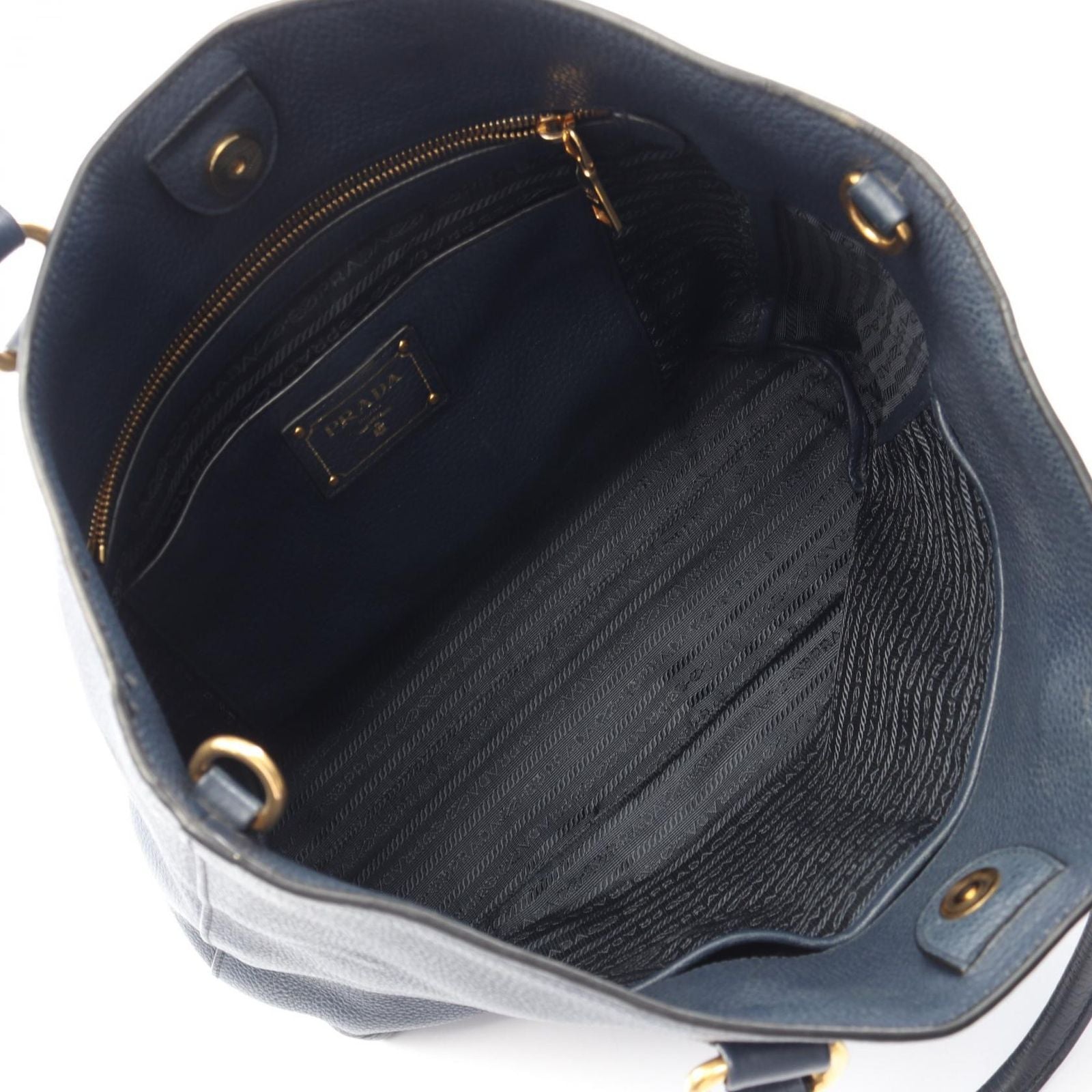 Prada Tote Vitello Phenix 2-Way Navy Leather — view 3