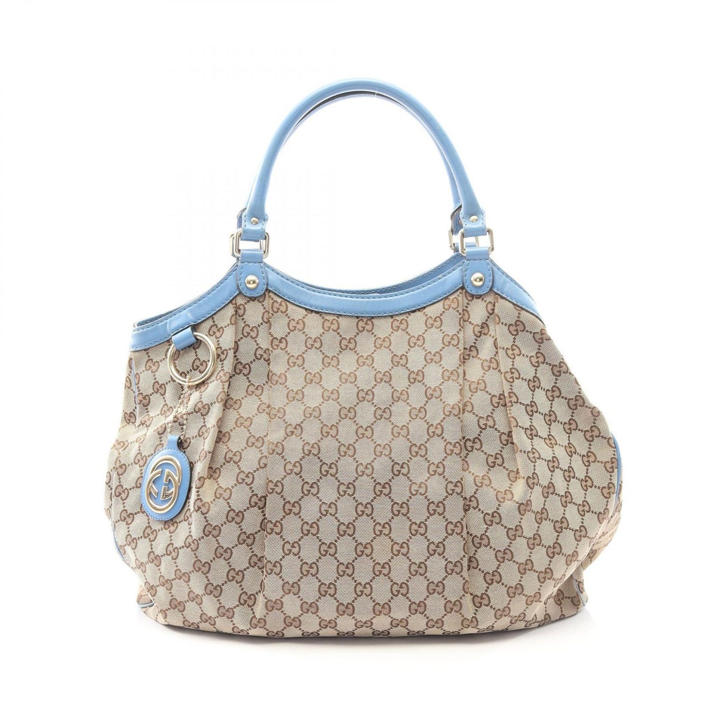 Gucci Shoulder Bag Ski GG Canvas Beige Light Blue Ski