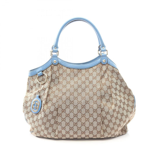 Gucci Shoulder Bag Ski GG Canvas Beige Light Blue Ski