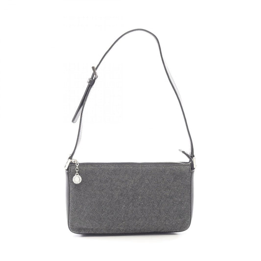 Bvlgari Shoulder Bag Logo Mania Black Ivory Canvas Leather