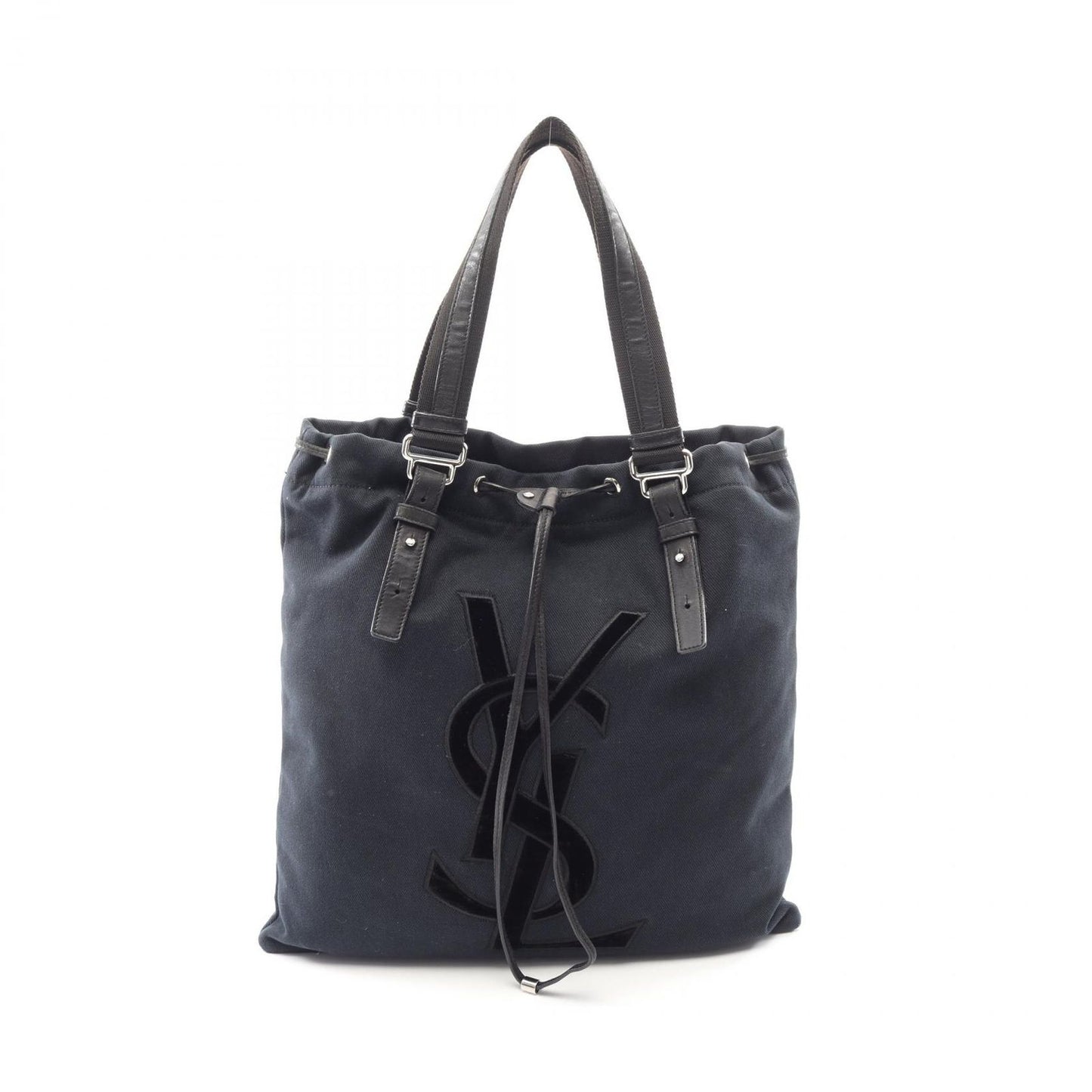 Saint Laurent Yves Rive Gauche Tote Kahala Black Canvas Leather
