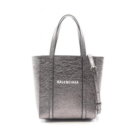 Balenciaga Tote Everyday Xxs 2-Way Metallic Black Leather Xxs
