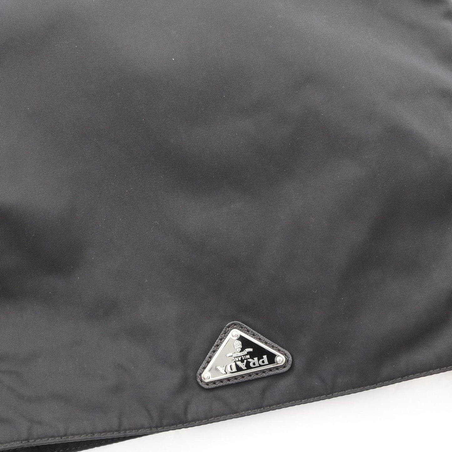 Prada Shoulder Bag Triangle Logo Black Nylon Saffiano Leather — view 5