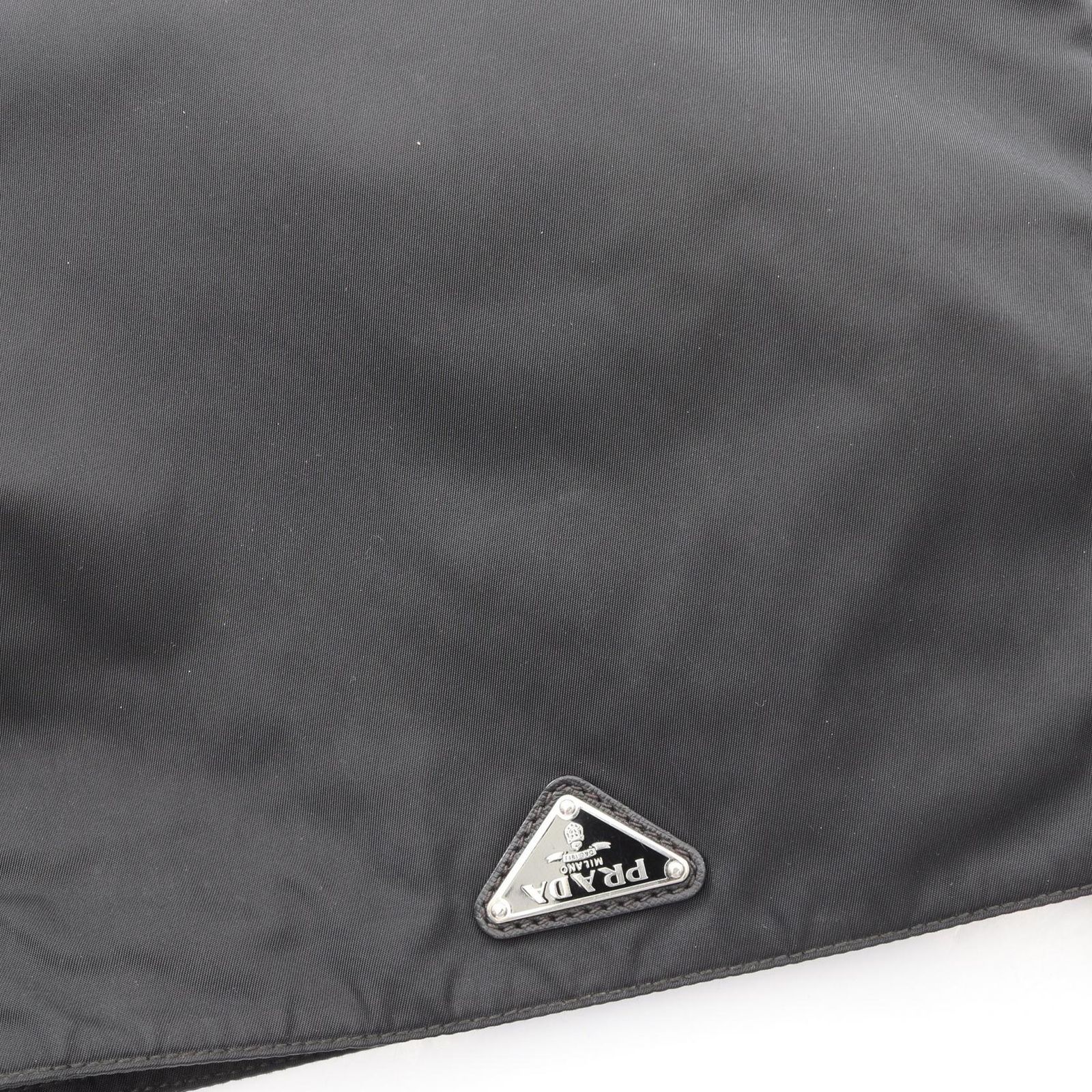 Prada Shoulder Bag Triangle Logo Black Nylon Saffiano Leather — view 5
