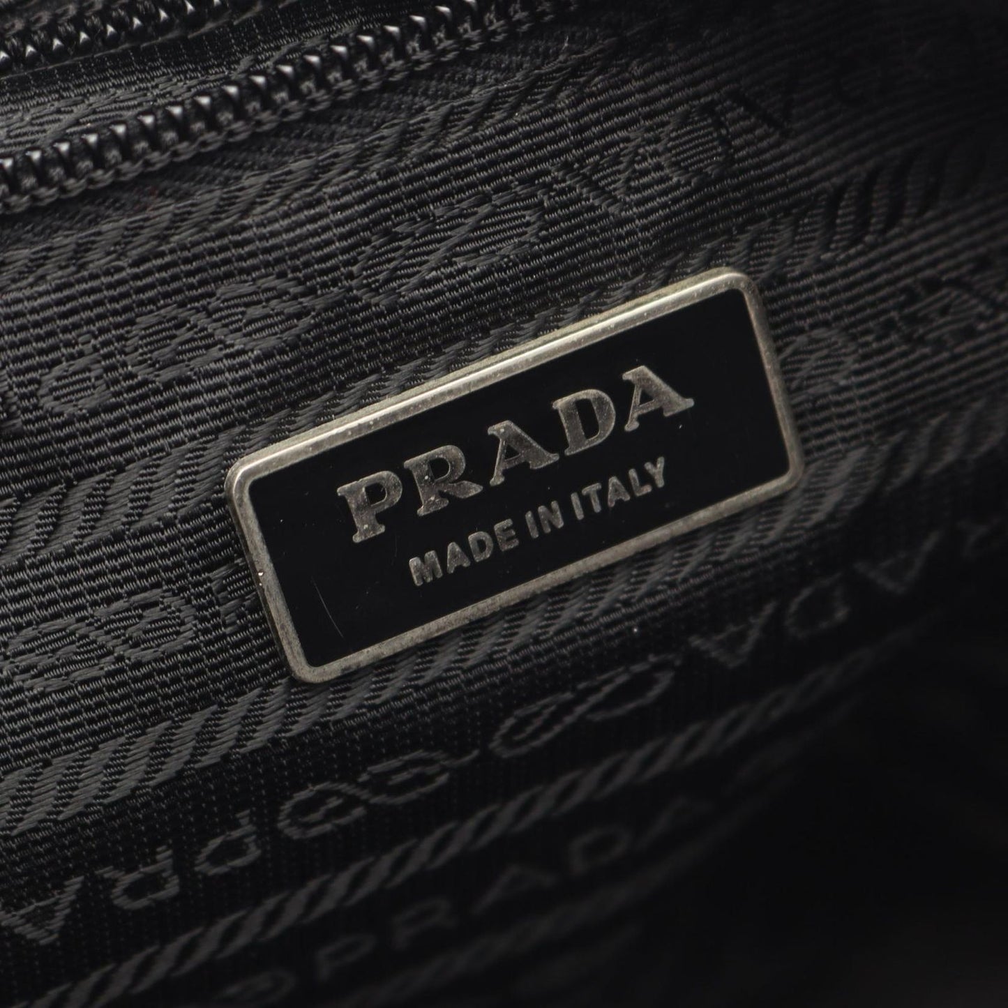 Prada Shoulder Bag Triangle Logo Black Nylon Saffiano Leather — view 4