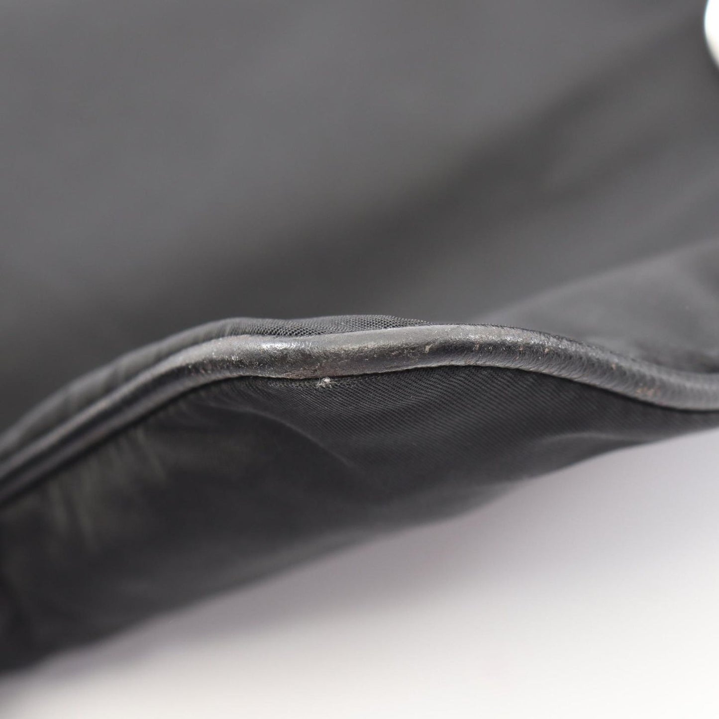 Prada Shoulder Bag Triangle Logo Black Nylon Saffiano Leather — view 6