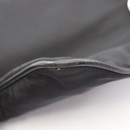 Prada Shoulder Bag Triangle Logo Black Nylon Saffiano Leather — view 6