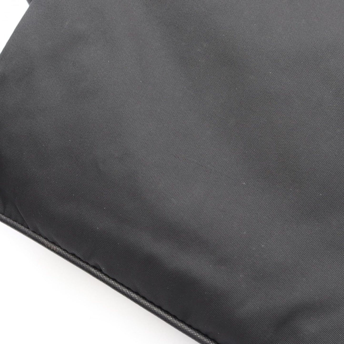 Prada Shoulder Bag Triangle Logo Black Nylon Saffiano Leather — view 7