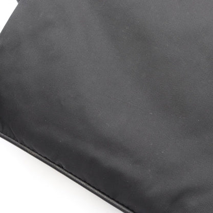 Prada Shoulder Bag Triangle Logo Black Nylon Saffiano Leather — view 7